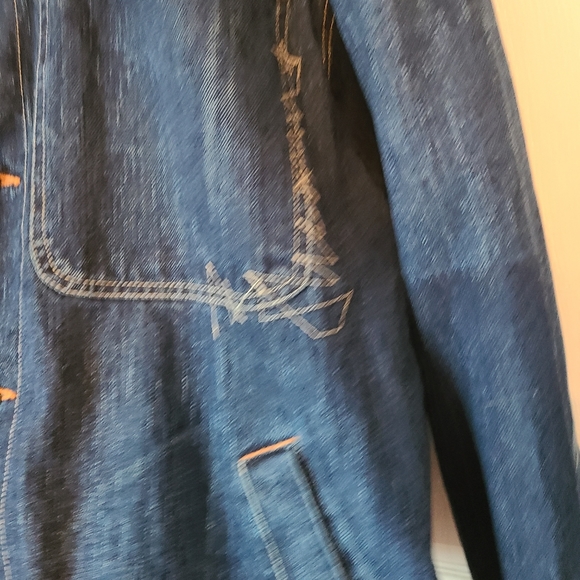 Raw Blue Men's Blue Jean Denim Jacket, Blue, Size: Large - Picture 9 of 14